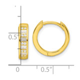 Sterling Silver Polished Gold-tone CZ Hinged Hoop Earrings - QE-F3F8FFC1-2889