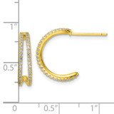 Sterling Silver Polished Gold-tone CZ Post Hoop Earrings
