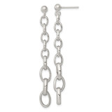 Sterling Silver Polished Graduated Cable Link Post Dangle Earrings