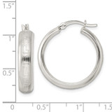 Sterling Silver Polished Greek Key Circle Hoop Earrings