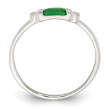 Sterling Silver Polished Green and White Rectangular CZ Size 6 Ring