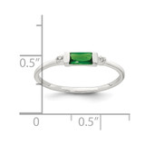 Sterling Silver Polished Green and White Rectangular CZ Size 8 Ring