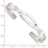 Sterling Silver Polished Hammered Criss Cross Cuff Bangle