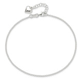 Sterling Silver Polished Heart 9in Plus 1in Ext. Anklet - QG-05B635B3-2309