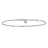 Sterling Silver Polished Heart 9in Plus 1in Ext. Anklet - QG-13B2D540-2547