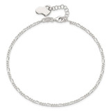 Sterling Silver Polished Heart 9in Plus 1in Ext. Anklet - QG-1575BF1D-3560