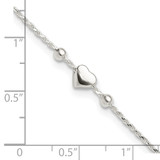 Sterling Silver Polished Heart 9in Plus 1in ext. Anklet - QG-ADBBAA7E-7941
