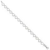 Sterling Silver Polished Heart Bracelet - QG-29DB579E-2036