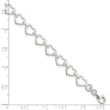 Sterling Silver Polished Heart Bracelet - QG-29DB579E-2036