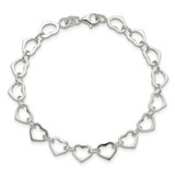 Sterling Silver Polished Heart Bracelet - QG-29DB579E-2036