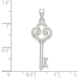 Sterling Silver Polished Heart Key Pendant