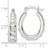 Sterling Silver Polished Heart Oval Hoop Earrings - QE-EBB66710-4818