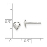 Sterling Silver Polished Heart with CZ Post Earrings