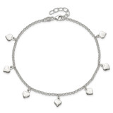 Sterling Silver Polished Hearts Anklet