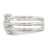 Sterling Silver Polished Hearts Three Band Size 6 Ring