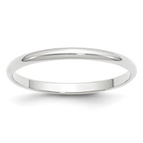 10k White Gold 2mm Lightweight Half Round Wedding Band Size 13