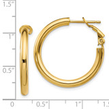 14k 3x25mm Polished Round Omega Back Hoop Earrings - PR-34F326AD-7595