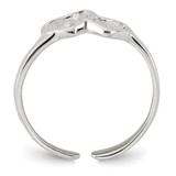 Sterling Silver Polished Interlocking 2-Hearts Toe Ring