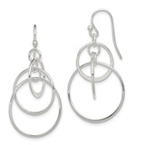 Sterling Silver Polished Intertwined Circles Dangle Earrings - QE-BE3642DA-4948
