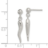 Sterling Silver Polished Italian Horn Post Dangle Earrings