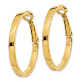 14k 3x25mm Polished Square Tube Round Hoop Earrings
