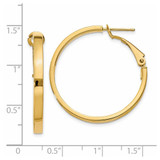 14k 3x25mm Polished Square Tube Round Hoop Earrings