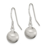 Sterling Silver Polished Laser-cut Ball 10mm Shepherd Hook Earrings