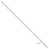 Sterling Silver Polished Latin Cross Charm with 1in Ext. Children's Bracele