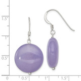 Sterling Silver Polished Lavender Jade Circle Dangle Earrings - QE-45B93368-4826
