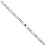 Sterling Silver Polished Medical Figaro Anchor Link ID Bracelet - XS-35A7325E-5403