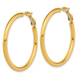 14k 3x40mm Polished Round Omega Back Hollow Hoop Earrings