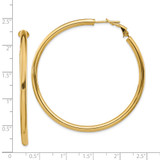 14k 3x45mm Polished Round Omega Back Hoop Earrings