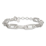 Sterling Silver Polished Oval Double Link 7.5 inch with 1 inch Extender Bracelet