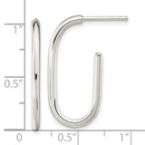 Sterling Silver Polished Oval J-Hoop Post Earrings