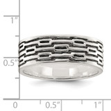 Sterling Silver Polished Oxidized Patterned Men's Band Ring - QR-AB70082C-4261