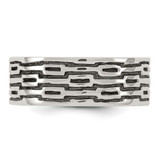 Sterling Silver Polished Oxidized Patterned Men's Band Ring - QR-DB6A9719-7278