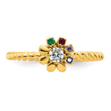 14k 4 Birthstone Flower with Diamond Mother's Ring Semi-mount