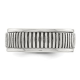 Sterling Silver Polished Oxidized Patterned Men's Ring - QR-AFA2C6F5-2087