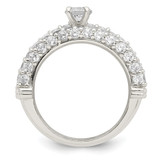 Sterling Silver Polished Pave CZ Wedding Ring Set - QR-62BC0599-8216