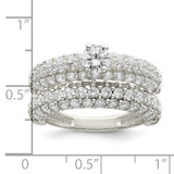 Sterling Silver Polished Pave CZ Wedding Ring Set - QR-EEC030E2-5876