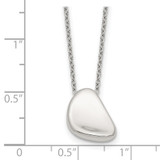 Sterling Silver Polished Pebble 16 Inch with 2 Inch Extension Necklace