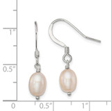 Sterling Silver Polished Pink 6-7mm Freshwater Cultured Pearl Dangle Earrings