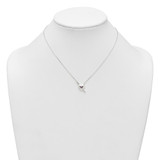 Sterling Silver Polished Pink and White CZ Heart and Arrow 16 inch with 2 inch Extension Necklace