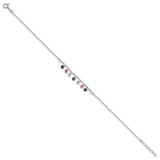Sterling Silver Polished Purple/Pink/White CZ with Hearts 9 inch with 1 inch Extension Anklet