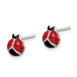 Sterling Silver Polished Red/Black Enameled Ladybug Post Earrings - QE-B048A0E2-3559