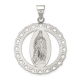 Sterling Silver Polished Religious Ruffled Circle Pendant