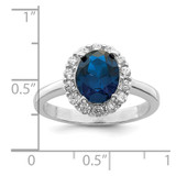 Sterling Silver Polished Rhodium-plated Blue and Clear CZ Ring - QR-56B71683-4754