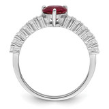 Sterling Silver Polished Rhodium-plated Created Ruby and CZ Heart Ring - QR-2DDDCB59-8206