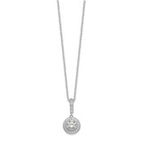 Sterling Silver Polished Rhodium-plated CZ 18in Necklace/Post Earrings Set - QG-0E7EB651-4657