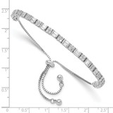 Sterling Silver Polished Rhodium-plated CZ Adjustable Bracelet - QG-CA7C9C26-9289